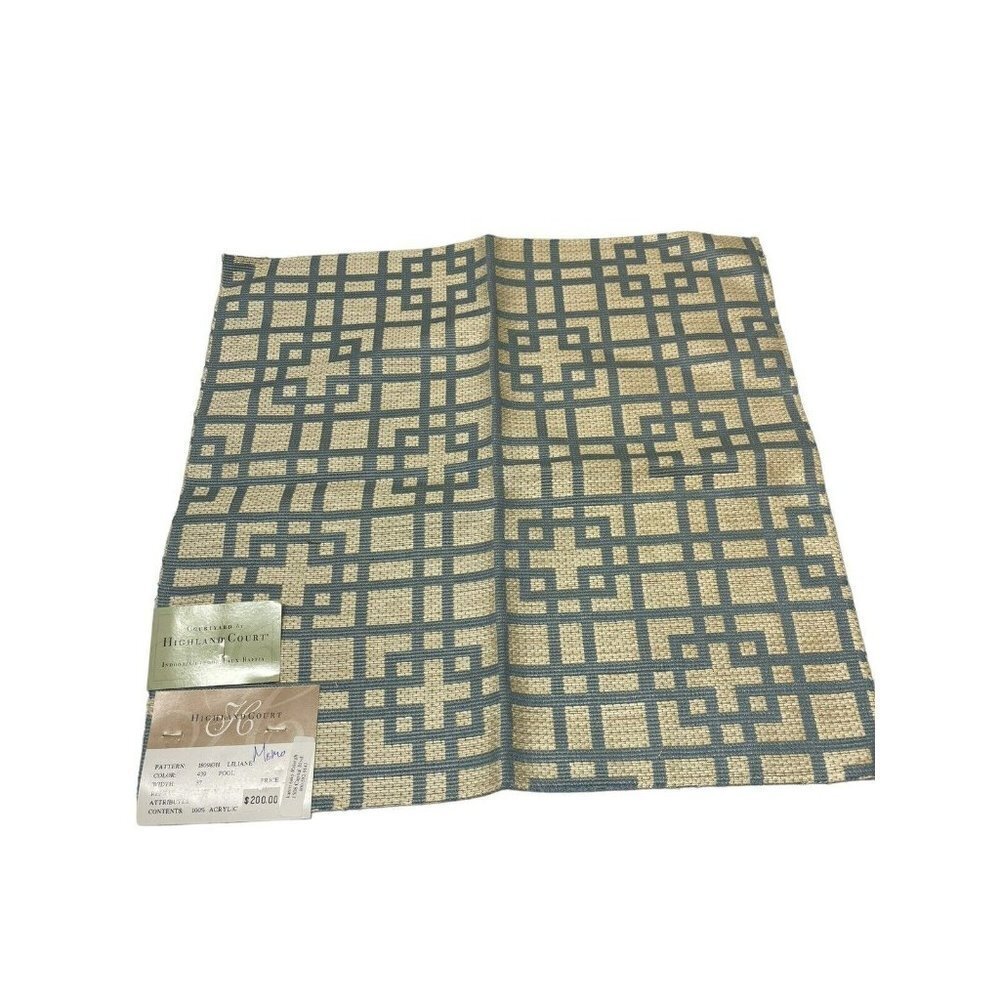 Highland Court Faux Raffia Indoor/Outdoor Fabric Remnant Sample Blue Liliane